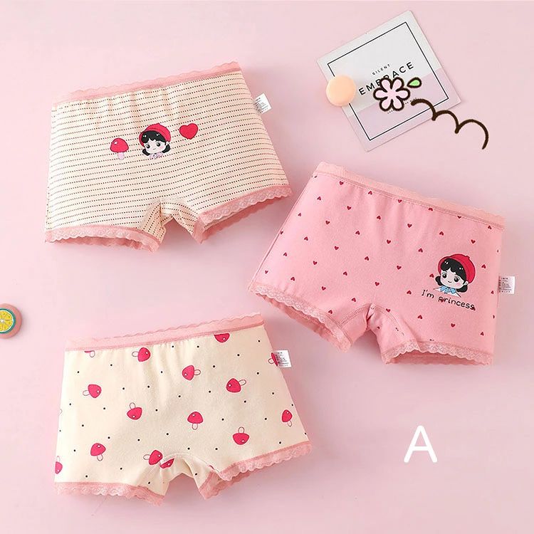 TABERICの【送料無料】パンツ 女の子 キッズ ベビー ガール 女児 子どもパンツ 3枚セット 子供用 可愛い 下着 インナー きれいめ オシャレ かわいい 綿 柔らか トランクス フ パンツ ボクサー・パンツ 入園 入学 四季通用 選べる2タイプ｜アングル2