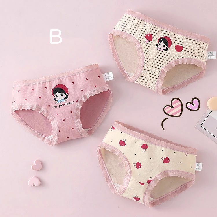 TABERICの【送料無料】パンツ 女の子 キッズ ベビー ガール 女児 子どもパンツ 3枚セット 子供用 可愛い 下着 インナー きれいめ オシャレ かわいい 綿 柔らか トランクス フ パンツ ボクサー・パンツ 入園 入学 四季通用 選べる2タイプ｜アングル3