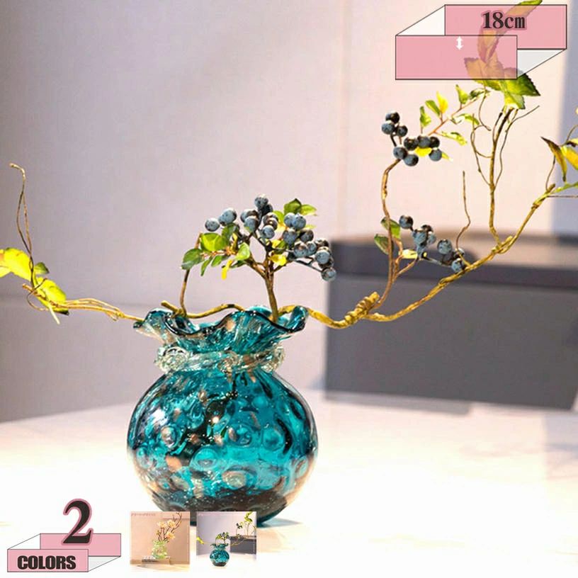 花瓶 おしゃれ ガラス フラワーベース 北欧 かわいい 福袋型 ガラス花器 小さい 一輪差し 枝もの 造花 ガラス花瓶 透明 水栽培 生け花 ガラスベース ガラスボトル インテリア 飾り 置物 雰囲気転換 部屋飾り 一人暮らし gratiahome