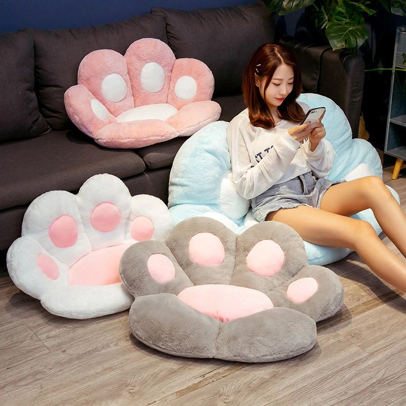 Rakuten - 猫爪座布団猫肉クッションかわいいクッション猫肉球形椅子クッション暖かい床マットレストランのオフィスチェア子供部屋の面白い子供のプレゼントに適しています