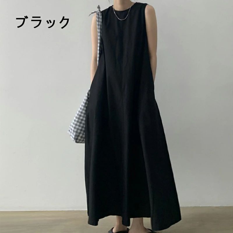 サマー ノースリーブワンピース レディース ロング 着痩せ 爽やか リネン ナチュラル ゆったり 体型カバー 可愛い マキシワンピ カジュアル レディース 100% 麻 春 夏 秋 2
