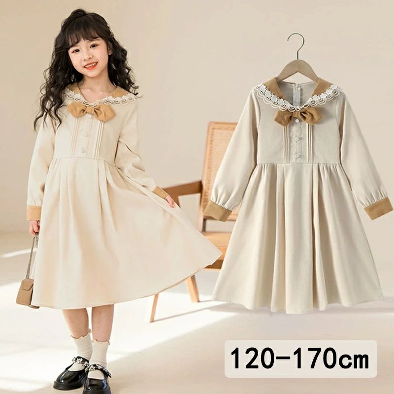 Rakuten - キッズ ワンピース 春 秋 子供服 女の子 ワンピース キッズ ワンピース カジュアル ナチュラル 結婚式 パーティー 韓国子供服 おしゃれ 小学生 中学生 大人っぽい きれいめ 通園 通学 幼稚園 中学校 小学校 120cm 130cm 140cm 150cm 160cm 170cm