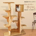 【無垢材】キャットツリーひぐらし 支柱2本ハウス付きタイプ