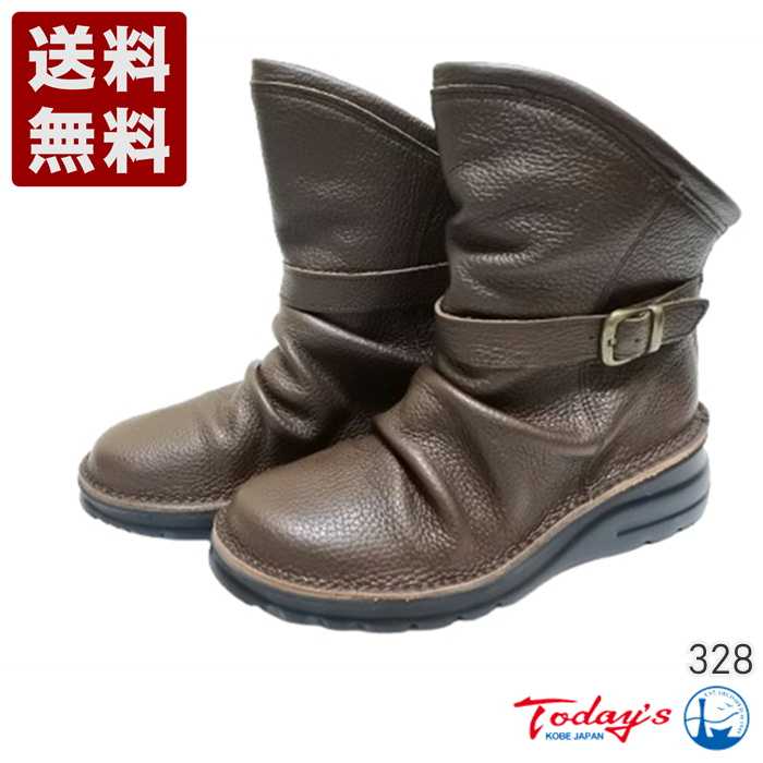 Rakuten - トゥデイズ[TODAY'S] 軽量本革バックルベルト付きバックジップブーツ レディースブーツ 328 チョコレート (328-CHO)送料無料 日本製 内祝い ギフト セール SALE プレゼント 人気歩きやすい 履きやすい 軽い 柔らかい おしゃれ シンプル 滑りにくい
