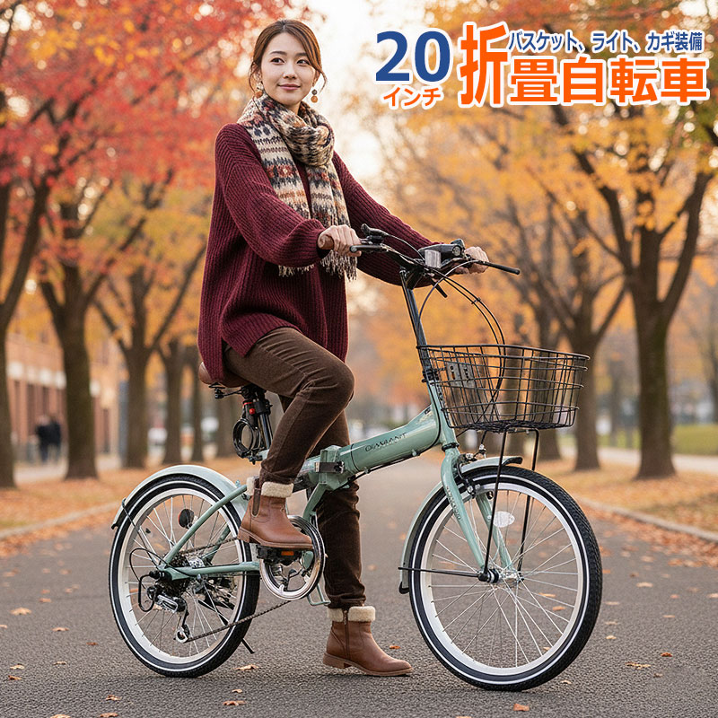 自転車 折りたたみ自転車 20インチ 折畳自転車 折り畳み自転車 おりたたみ自転車 シマノ 6段変速 バスケット・ライト・カギ付き マイパラス MF205 〇