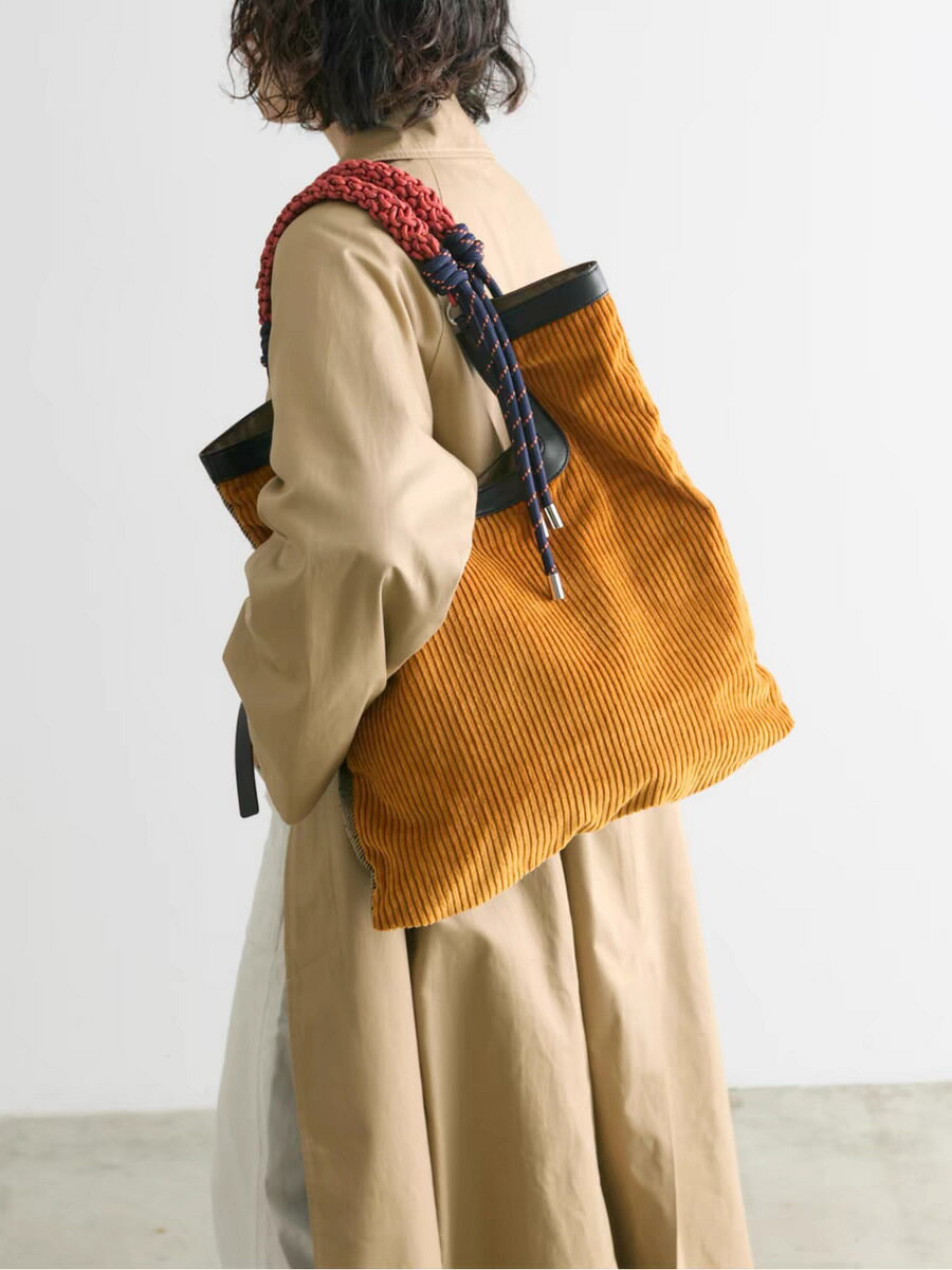 【30%OFFで4186円】TABITORA(タビトラ) トートバッグ コーデュロイ 大きめ レディース バッグ トート レトロ 大容量 ショルダーバッグ 旅行 バッグ 肩掛け ロープ結び 通勤バッグ ハンドバッグ 鞄 かばん
