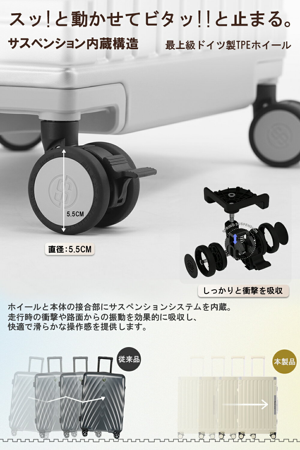 【マラソン2000円OFFクーポン】TABITORA(タビトラ)Stark sein スーツケース アルミフレーム キャリーケース ポリカーボネート100％ TSAロック付き 静音TPEキャスター ストッパー付き 耐衝撃 大容量 usbポート付き隠しフック付き フルPC 保護カバー付き おしゃれ new 高級 3