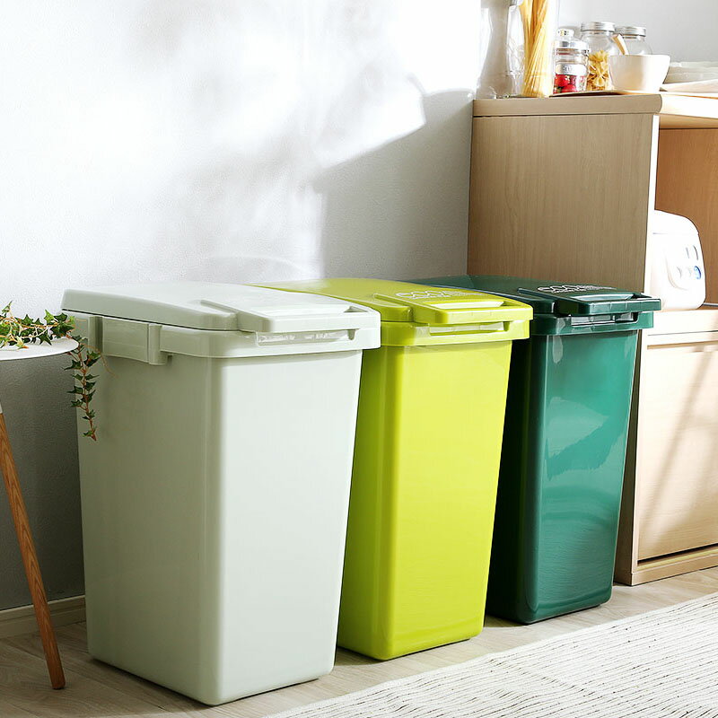 【1台単品】ECGS-DB ゴミ箱 ダストボックス ごみ箱カラー:ライトグリーン/グリーン/ダークグリーンサイズ:幅34×奥行45×高さ57.5cm安心の日本製 ゴミバコ ごみばこ スリム 店舗用ダストBOX フタ付き 45リットル おしゃれ [2]