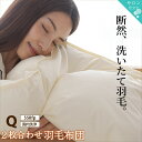羽毛布団 クイーン 羽毛 布団 日本製 防ダニ 国産 国内洗浄 暖か あったか 冬 夏 オールシーズン 快適 羽毛ふとん ダウンケット掛け布団 掛布団 抗菌 三ツ星ニューゴールドラベル フィルパワー 550fp 2枚合わせ(肌掛け+合掛け) クイーン(3)