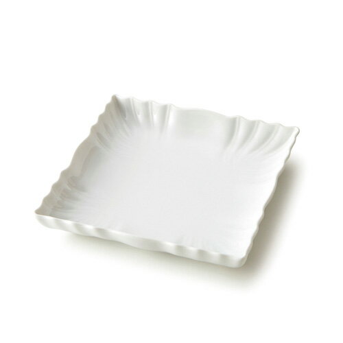 【B級品 スーパー アウトレット8】リンクル 22cm 深皿 Lサイズ日本製 磁器 白い食器 大皿 スクエアプレート 業務用食器 食器 四角 白