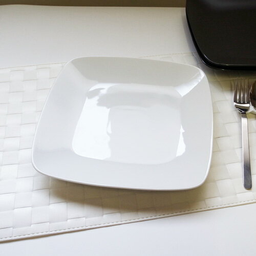23cm ナチュラルスクエア (アウトレット)日本製 磁器 角皿 パスタ皿 食器 白 プレート 皿 おしゃれ 四角 皿 ▲4