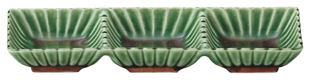Rakuten - かすみ 緑 3連皿 花伝 KOYO 光洋 光洋陶器 56171078 おしゃれ かわいい 和食器 可愛い 和陶器 業務用 食洗機対応 日本製