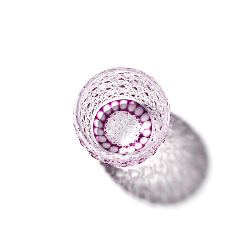 江戸切子 クリスタル ぐい呑み【 太武朗工房 公式 直販 】伝統工芸士 木村泰典 作 菊籠目紋 紫 桐箱入り 日本製 2