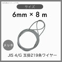 【1本】 JIS 海外JIS G/O メッキ 6×24 輸入品 玉掛けワイヤー 玉掛索 219条ワイヤー 編み込み 6mm×8m(4)
