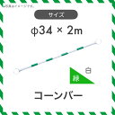 【1本】 コーンバー カラーコーン バー 緑色/白色 φ34 2m