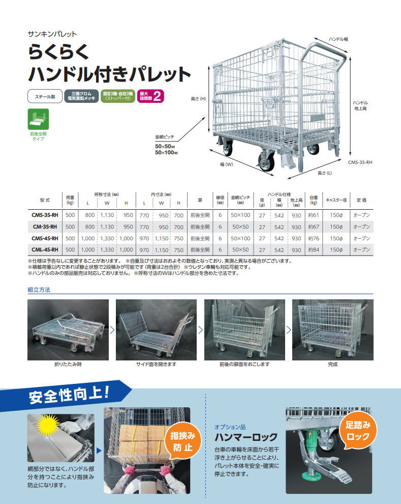 サンキン らくらくハンドル付きパレット CMS-3S-RH リサイクルボックス メッシュパ...