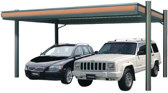 ヨドコウ パワード KDAA-5650 2台用 基本棟 積雪約45cm カーポート ※お客様組立品