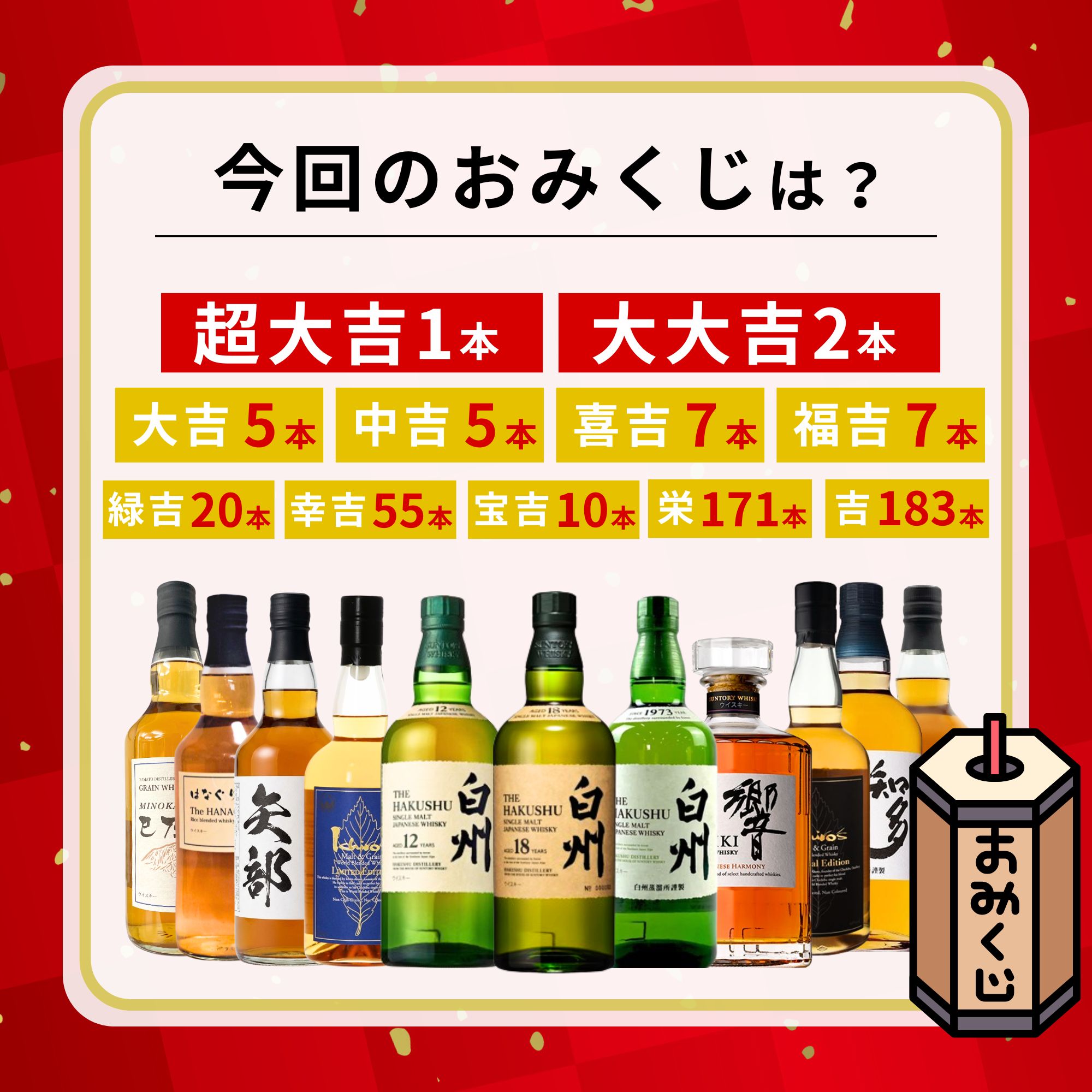 【Rakuten限定企画】【ウイスキーみくじ 466口限定】白州18年 白州12年 響 イチローズ 知多 など 福袋 酒くじ おみくじ ウイスキー くじ 最新 tachibanaeshuan-10000041 タチバナE酒販 サンプル画像2