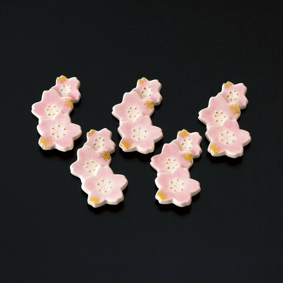 【おまとめSALE】たち吉 桜がさね 箸置 6×4cm 【5個】 カトラリー 瀬戸焼 陶器 セット 器 食器 おしゃれ 日本製 ブランド たちきち