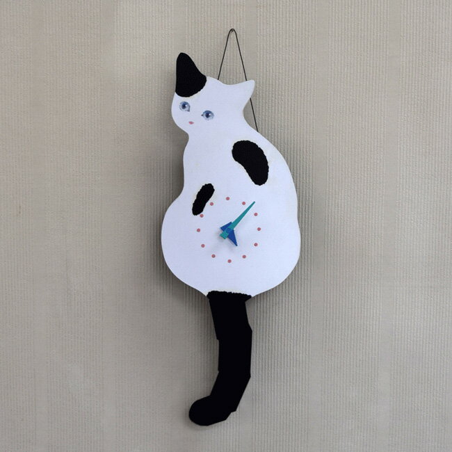 猫時計 振り子時計 壁掛け時計 藤井啓太郎「 猫のしっぽをふる時計 子猫 ブチ 」こねこ 白黒 ネコ ねこ 猫 時計 壁掛時計 掛け時計 掛時計 振子時計 おしゃれ 北欧 日本製 結婚祝い 新築祝い 引っ越し祝い プレゼント ギフト たち吉セレクト たちきち【送料無料】のサムネイル