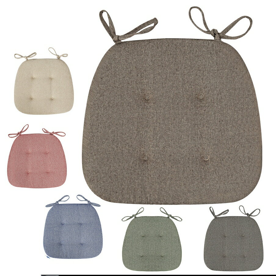 座布団 椅子用馬蹄形クッション ダイニングチェア用クッシ 紐付きシートクッション 椅子シート座布団 チェア用 ヘリンボーン柄 4枚セット 椅子用 馬蹄型 ひも付