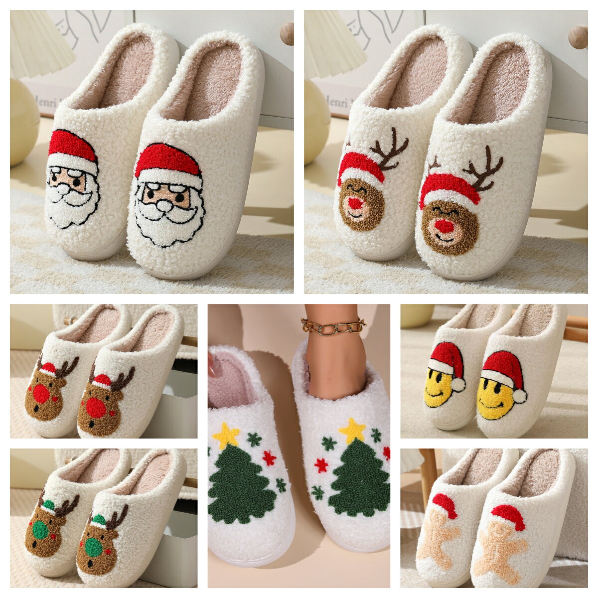 スリッパ 室内 秋冬 レディース メンズ ルームシューズ クリスマス トナカイ サンタクロース クリスマ..
