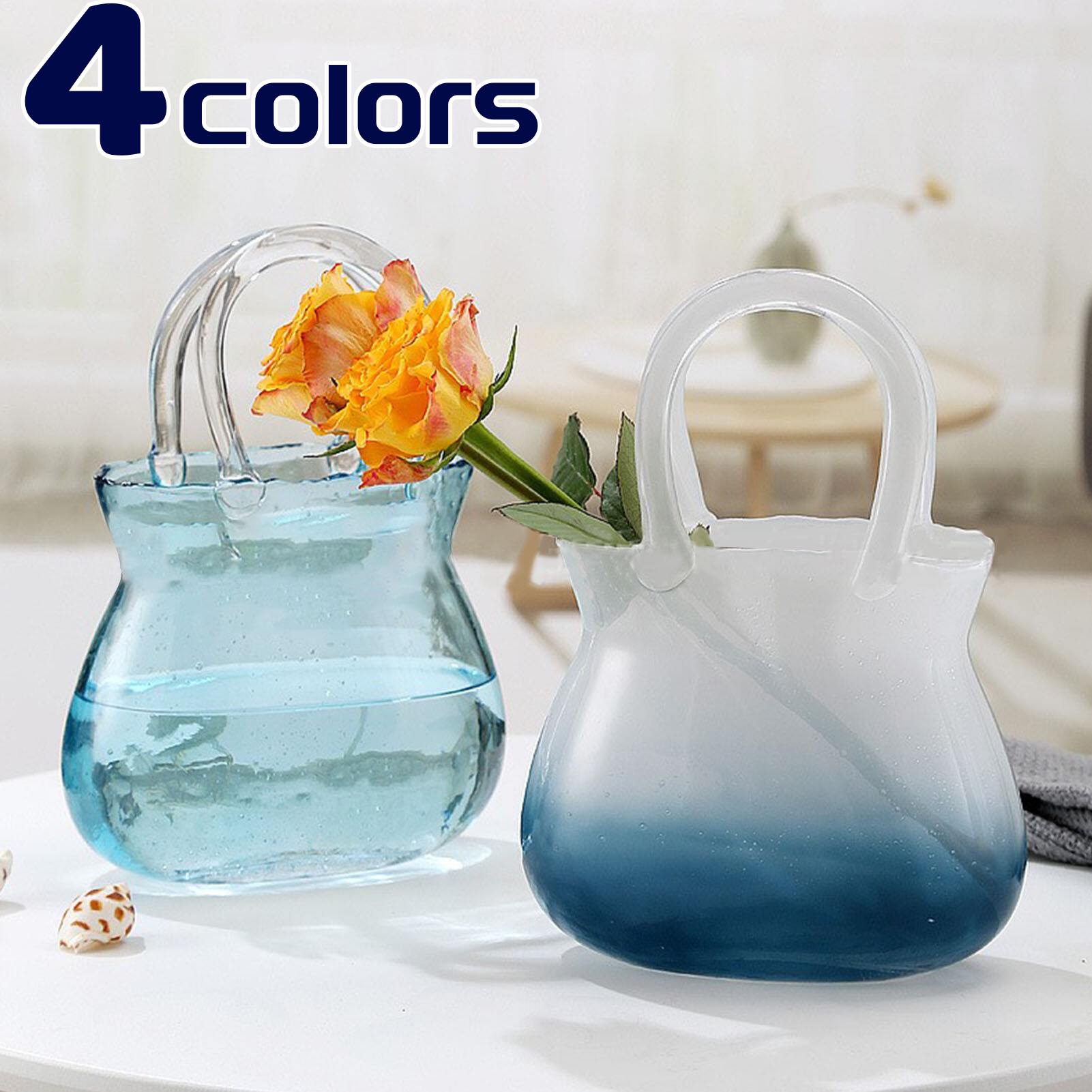 ガラスバッグ花瓶 手吹きガラス バッグ花瓶 金魚鉢 手作り ユニーク フラワーベース ハンドメイド ハン..