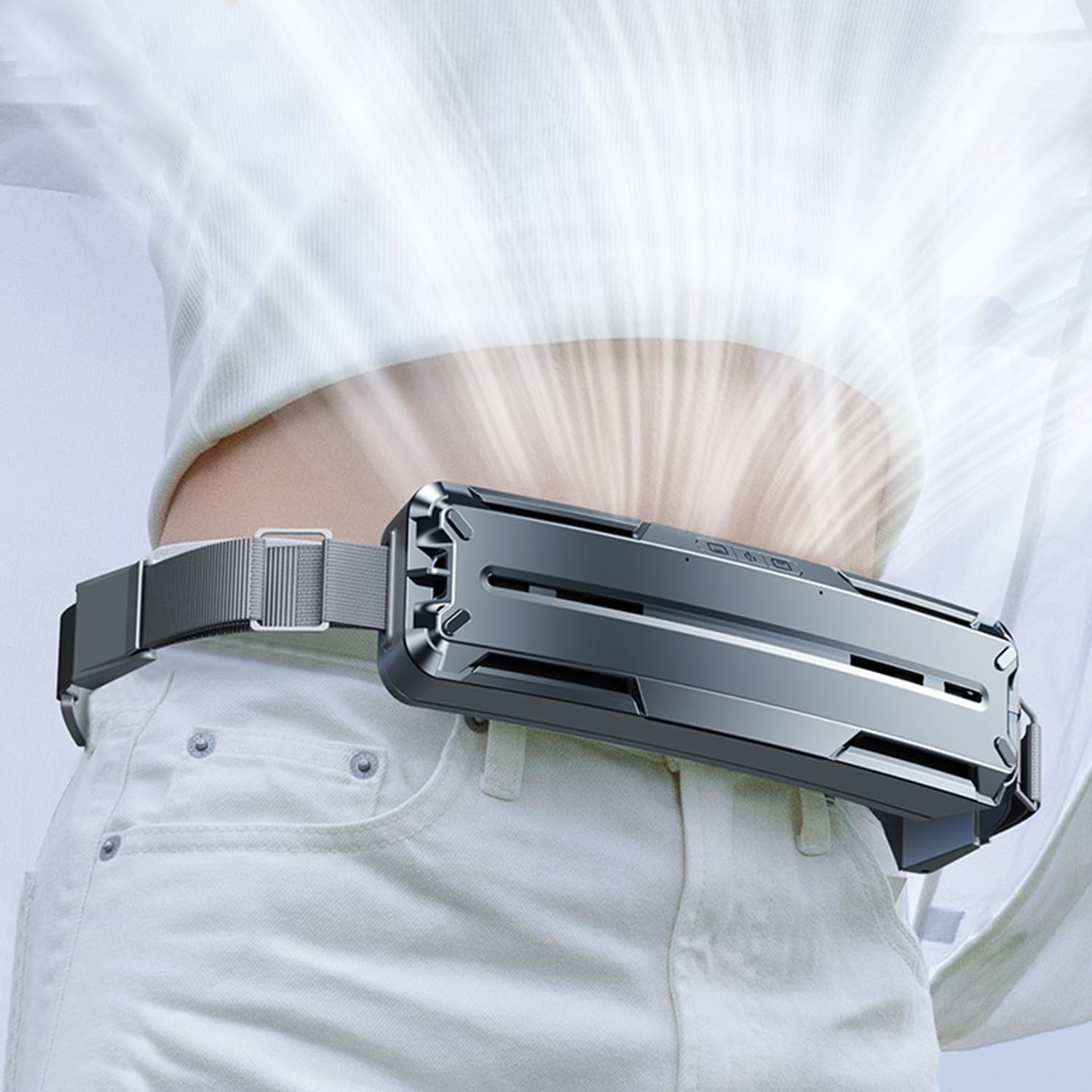 「二機構造・腰囲(70-135cm)」 腰掛け扇風機 1秒急速冷感 腰掛けベルト付きファン PCM氷感材料 携帯扇風機 ベルトファン usbウエストフ..