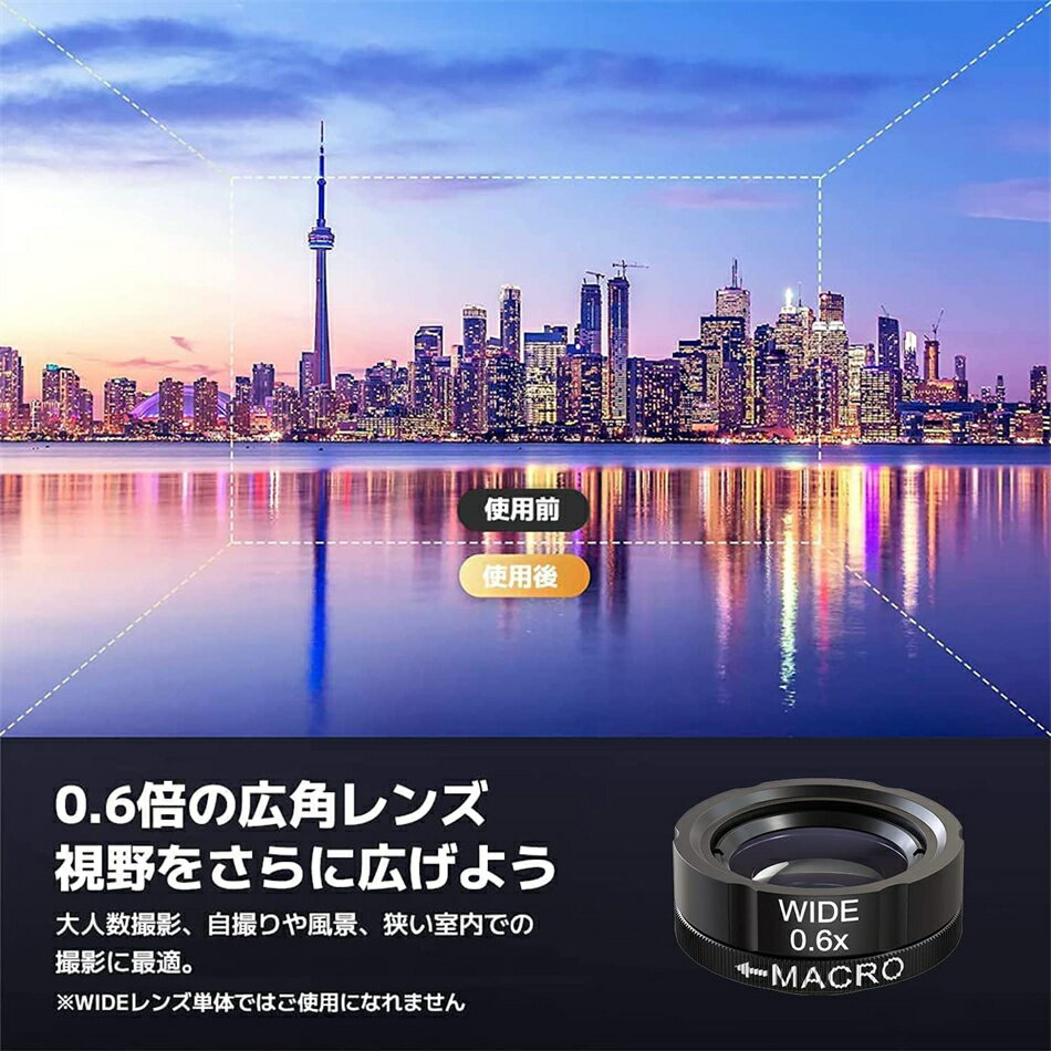 スマホ用カメラレンズ 28倍望遠レンズ 198°魚眼 0.6×広角 20倍マクロレンズ 三脚+4in1レンズセット iPhone Androidなどに適用されます 撮影セット 2