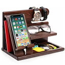 男性へのギフト、木製のスマートフォンドッキングステーション、アッシュ製の時計オーガナイザー 夫 妻 記念日 父親 卒業 プレゼント・ギフト ペン立て メガネスタンドドックキーホルダー財布ホルダー腕時計収納棚