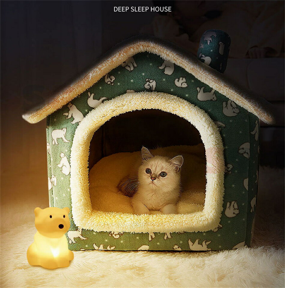 ペットハウス PET HOUSE ペットベッド 冬 猫 ハウス ペットベッド 室内用 犬小屋 ペットハウス 犬 猫 ふわふわ 秋 冬 おしゃれ 洗える 折りたたみ可 S/M/Lサイズ ドーム型 あったかい キャットハウス 暖かい 取り外し可能ハウス ペ
