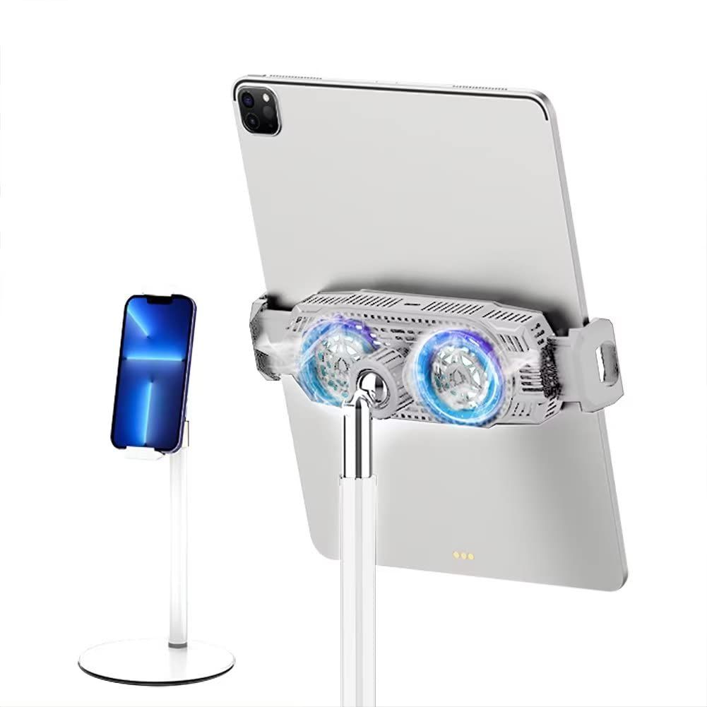 スマホクーラー スマホクーラー 冷却スタンド スマホ 冷却ファン 静音 ペルチェ半導体冷却 ペルチェ素子瞬間冷却 アルミ合金 TYPE-C LEDライト クリップ iphone/Android/iPad各機種に対応 オシャレ 138-182.8mm対応