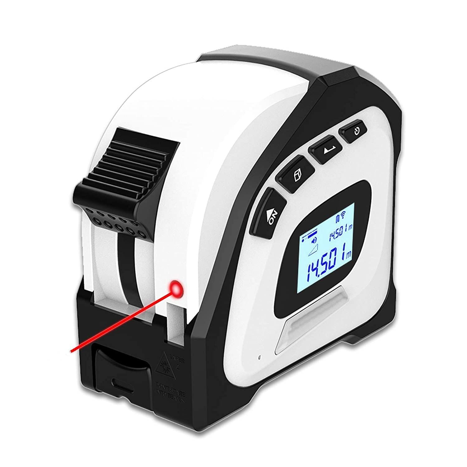 メジャー巻尺 コンベックス メジャー 5m 高精度 巻尺 巻き尺 距離 測定工具 1台2役 デジタル USB充電式 LCDデジタル表示 最大測定距離40m IP54防水防塵 測定工具