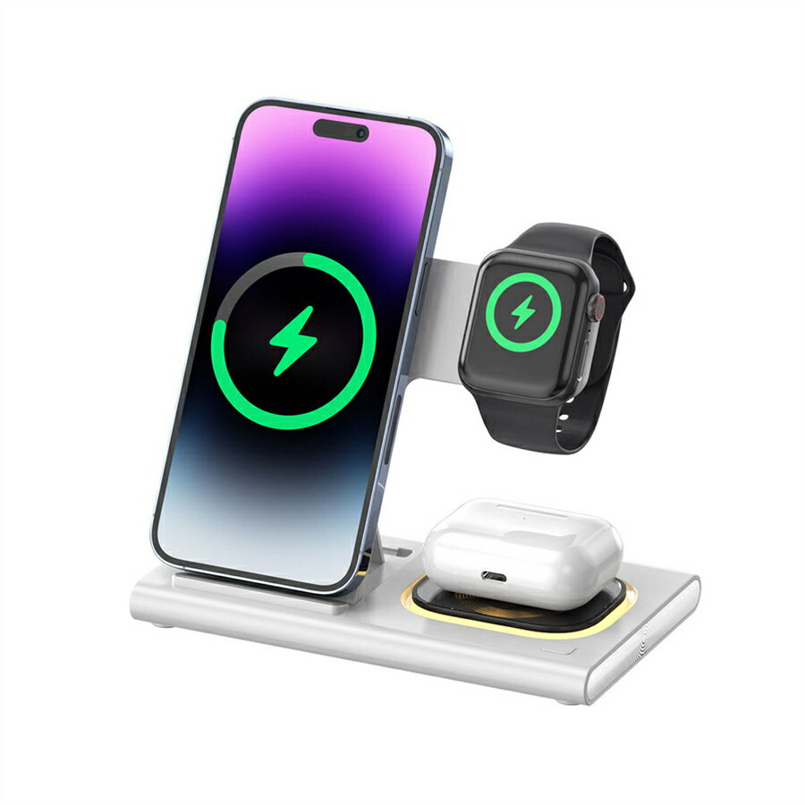 最新型】3in1ワイヤレス充電器15w アップルウォッチ 充電 Compatible with iPhone15/14/13/AirPods Pro2/Apple watch ultra 2/9//7/8/se2 同時充電 iphone apple watch