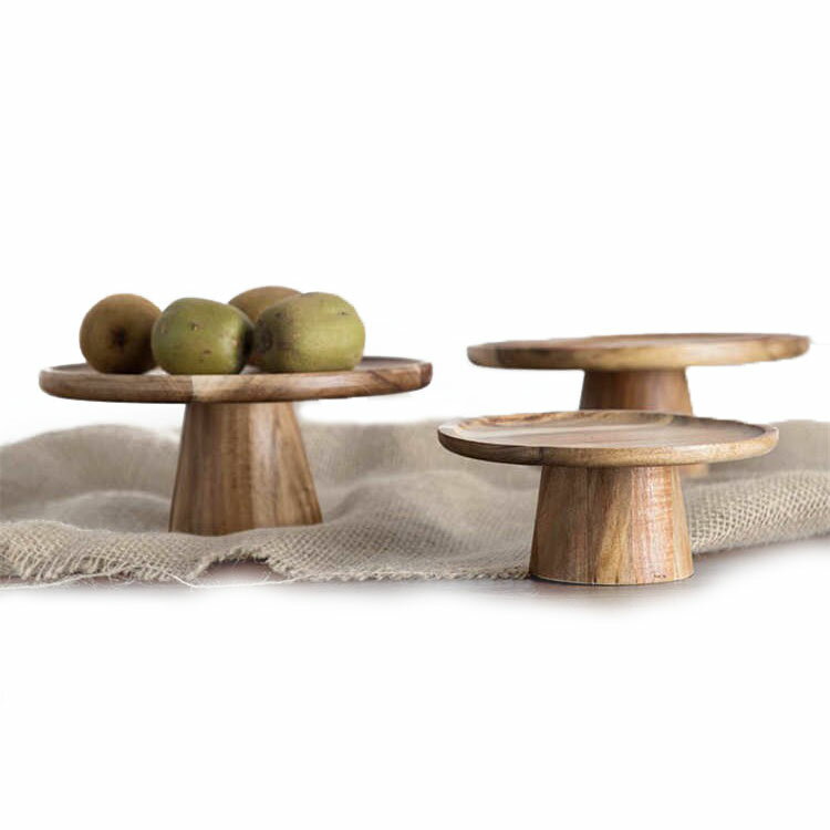 木製 ケーキスタンド コンポート　木製皿　インテリア雑貨　食器高足ドライフルーツ菓子展示皿木製ケーキ皿s/m