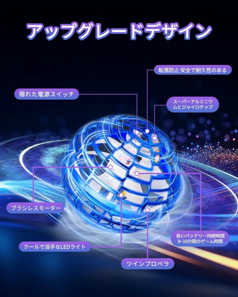 タクトストアの【工場直販】フライングボール ブーメラン ボール 飛ぶ 光る おもちゃ フライング スピナー 空飛ぶボール ジャイロ 子供向け 子供 子ども こども キッズ 室内 屋外 部屋 幼稚園 小学生 【テレビで話題】｜アングル3