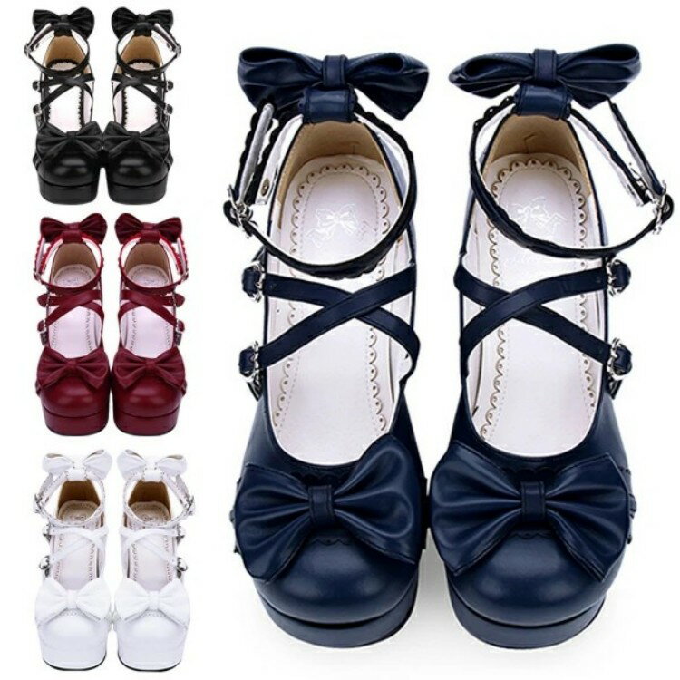 Rakuten - ロリータ 靴 レディース ハイヒールパンプス コスプレ ストラップパンプス お嬢様風ロリータ靴 ヒール8cm shoes ゴスロリ 可愛い ロリータ コスプレ 女の子用 ロリータパンプス シューズ 女の子靴 ロリ姫靴 ロリータ靴 フォーマル お茶会 通勤 通学 送料無料