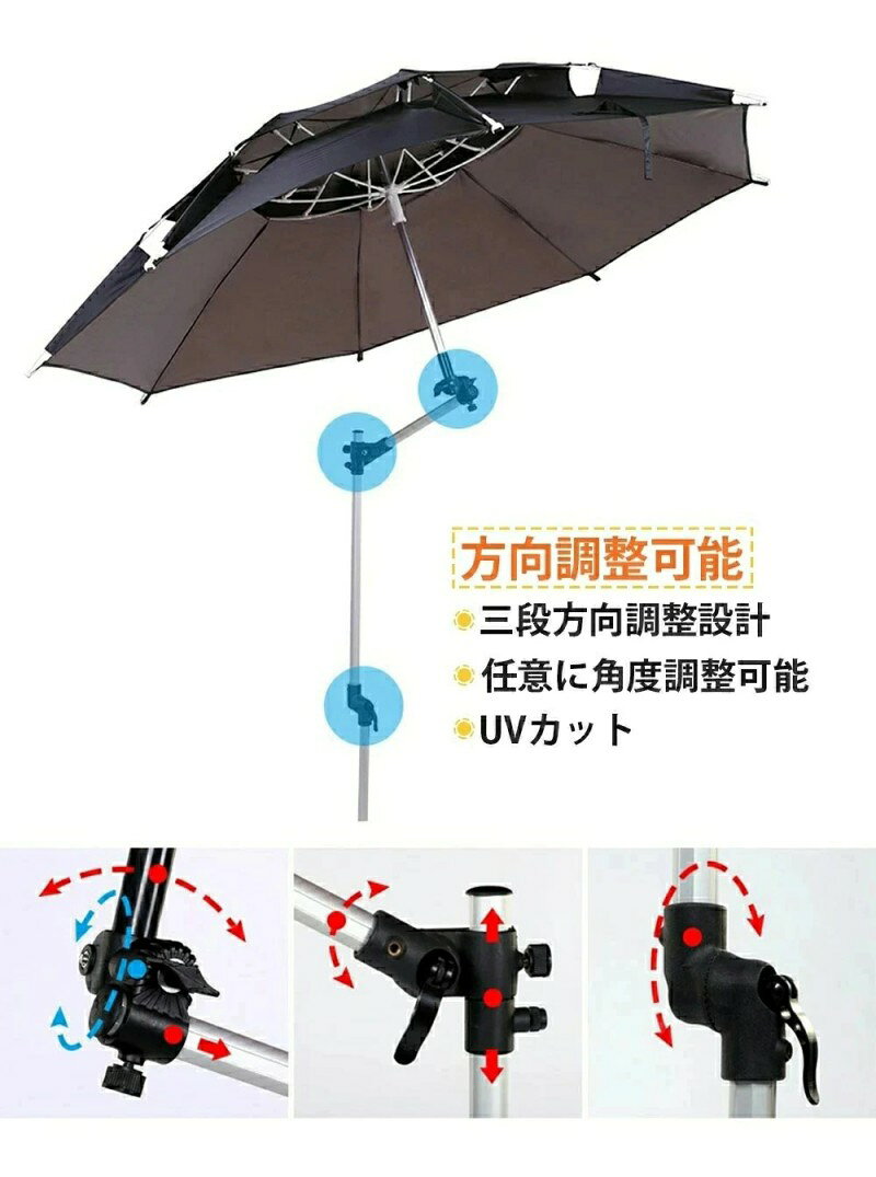 タクトストアの2025最新モデル傘 釣り 釣り用傘 フィッシングパラソル UVカット 日除け 撥水加工 庭傘 パラソル 日傘 雨傘 ビーチパラソル かぶる傘 かさ カサ 360度回転 収納袋付き 角度調節 防水 防風 日除け 遮光断熱 アウトドア 夏 暑さ対策 つり 釣り用 父の日 アウトドア キャンプ 2m｜アングル3
