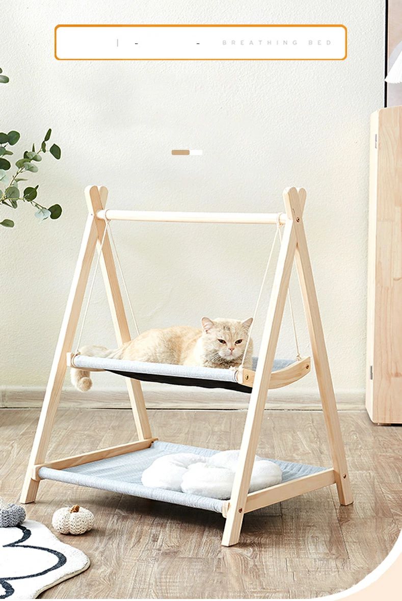 ★★★★★ この商品について 【猫の健康をサポート?ストレス解消】普段外に出ない猫ちゃんは休憩しながら、暖かい日光に浴びてゆっくりくつろぎできます。紫外線が猫の体外の菌を殺菌してくれて健康にいいです。 【猫ハンモックとベッド両用】2層デザインで、ハンモックとベッドを分かれて、ゆらゆらのハンモックを猫ちゃんが遊びながらストレス解消できます。下のベッドは床から離れて、湿気や寄生虫やダニを避けして、日光浴しを楽しみ、ぐっすり眠ります。 【無垢材製ハンモック】木製でできたハンモックはナチュラルなデザインが特徴で視覚的にも温もりを感じます。また、高級感を演出するデザインは、リビングや寝室などに設置してインテリアとしてもお楽しみいただけます。愛猫の可愛らしい寝顔を見たい方におすすめの逸品です。 【洗える?いつでも清潔】マットは綿麻生地で、肌に優しくて、快適で通気性があって、四季節通用です。水洗い可能なので、汚れたら綺麗に洗濯できます。いつでも清潔に保てることで、ペットも快適に過ごすことができます。 【湿気や寒さを隔離する】暑い、寒い、不快で汚れた床や表面から離れてペットを休息や睡眠中に快適に清潔に保つのに十分な大きさです。地面からベッドまで高さがあるので、アウトドアにおススメの小さめベッド。 メーカー希望小売価格はメーカーサイトに基づいて掲載していますメーカー希望小売価格はメーカーサイトに基づいて掲載しています