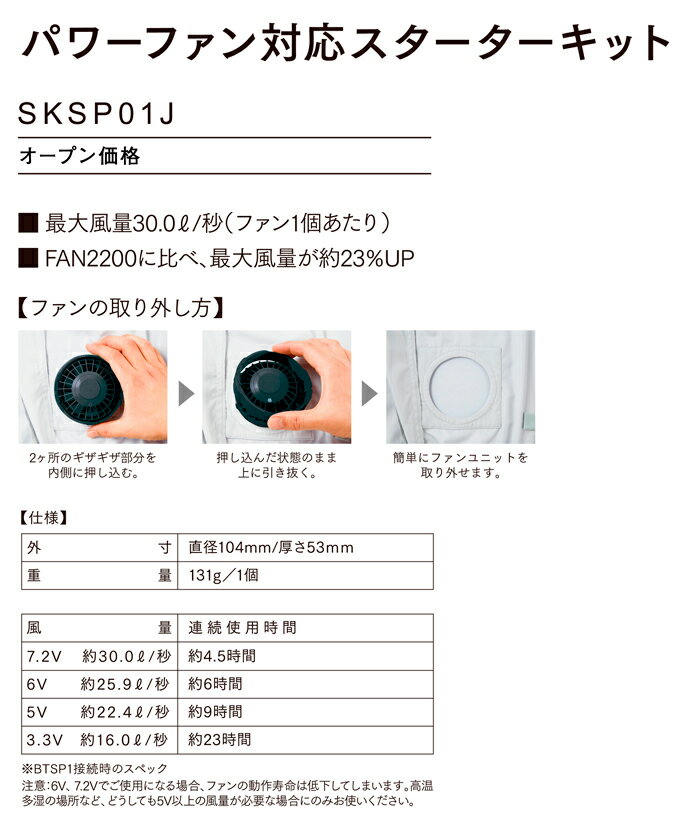 空調服(R) バッテリー＆ファンセット スターターキット SKSP01