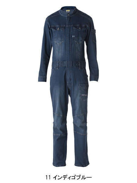 アイズフロンティア ストレッチデニムオーバーオール 7264 通年用 つなぎ 続服 S-4L 3