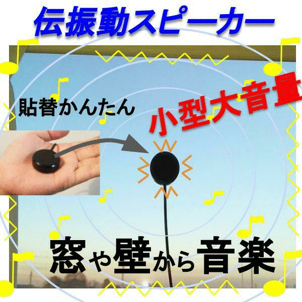 伝振動スピーカー壁や窓から音楽小型大音量×貼替簡単