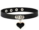チョーカーレザー 黒ハート chokerゴシック メンズレディース兼用 パンクロック PUNKファッション ベルトネックレス首輪 アクセサリー黒