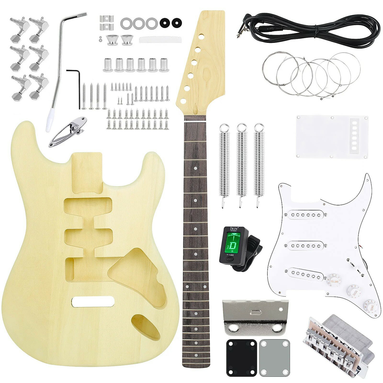 STエレキギター組立キット DIYギター,手作り組立て部品パーツ,メイプルウッド,3シングルコイルピックアップ,22フレット(2)