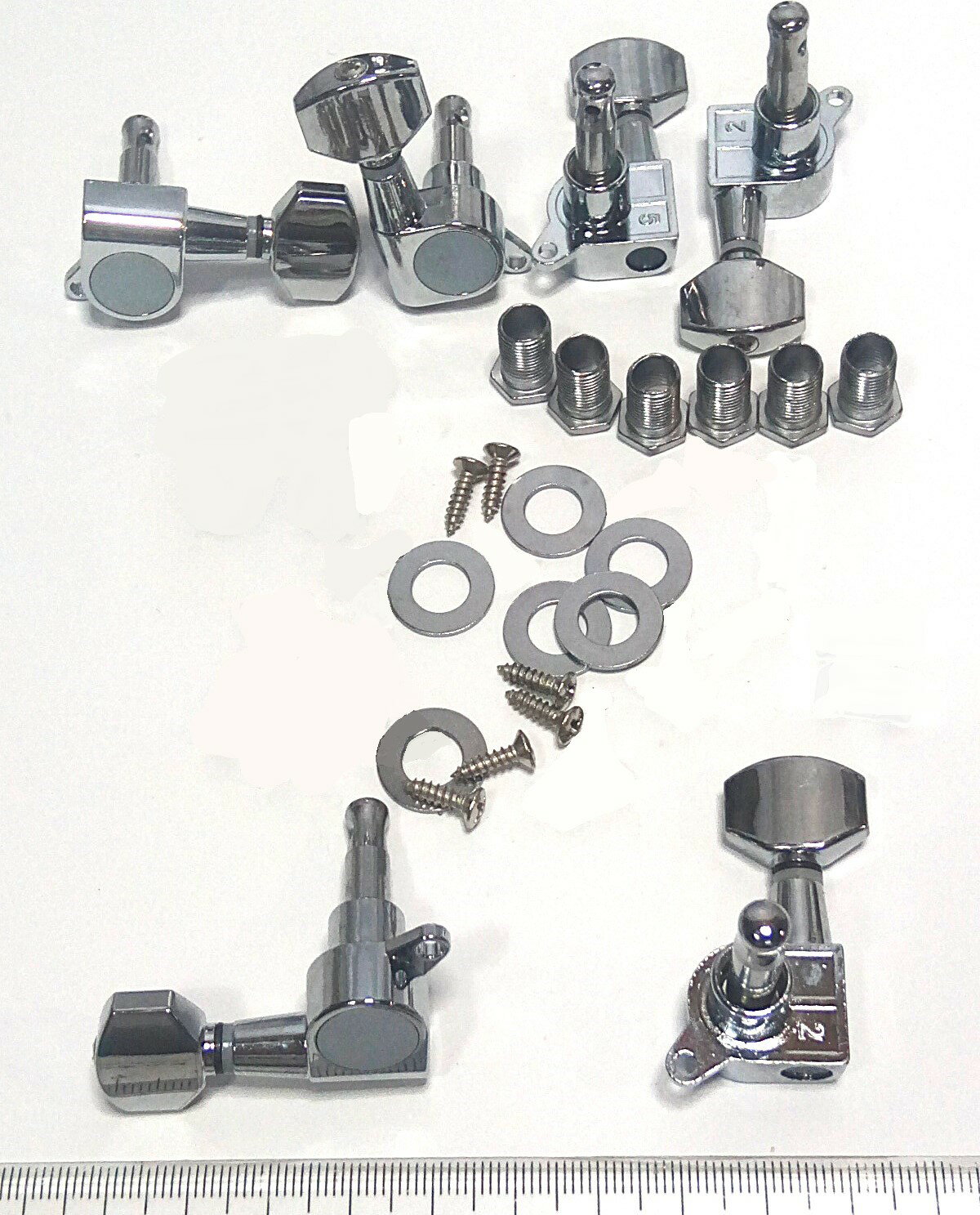 Type 6 （Right） - ギターペグ　6個セット　シルバー　ギターパーツ部品