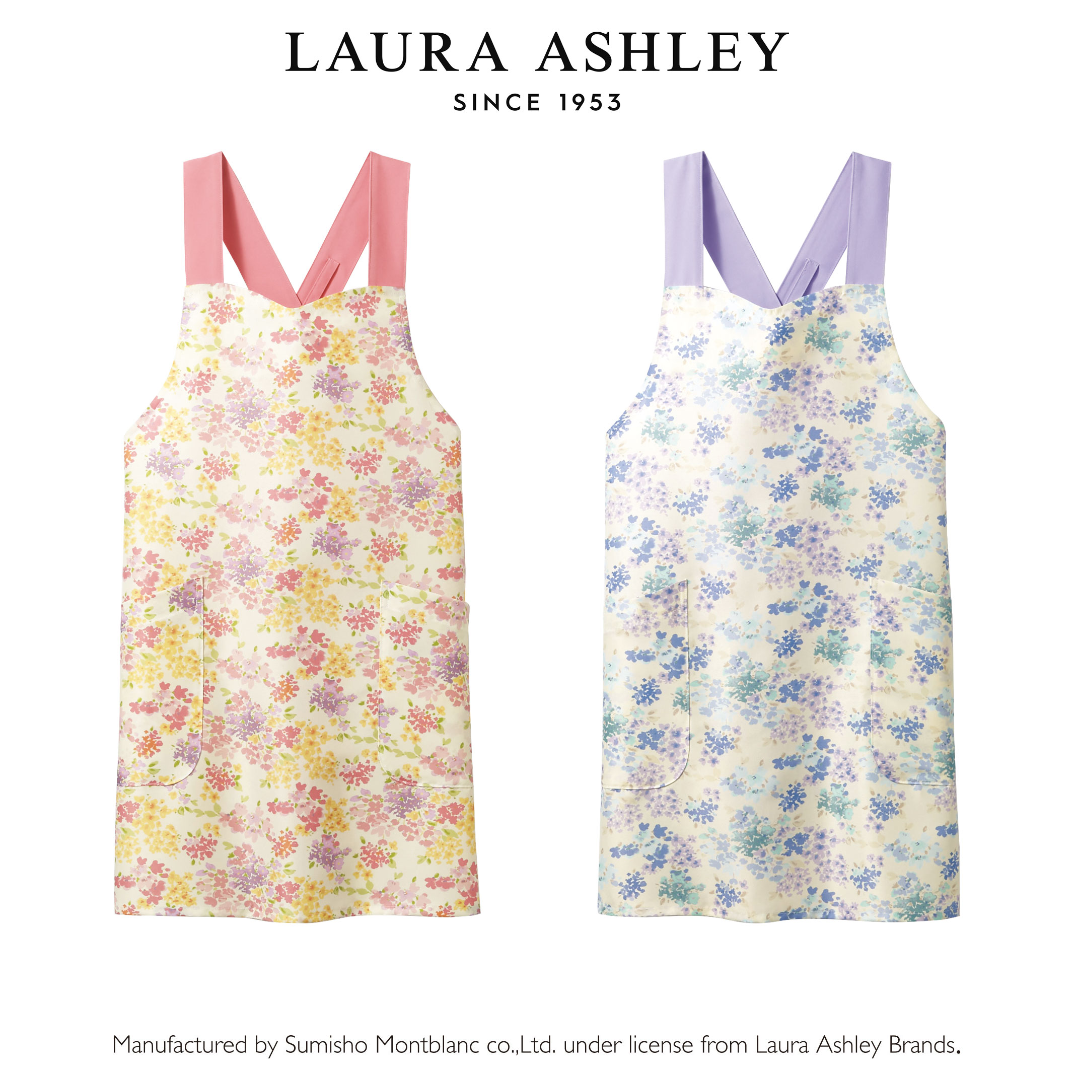 【1~2営業日内発送】華やか　きれい　可憐　花柄　エプロン　ローラアシュレイ LAURA ASHLE