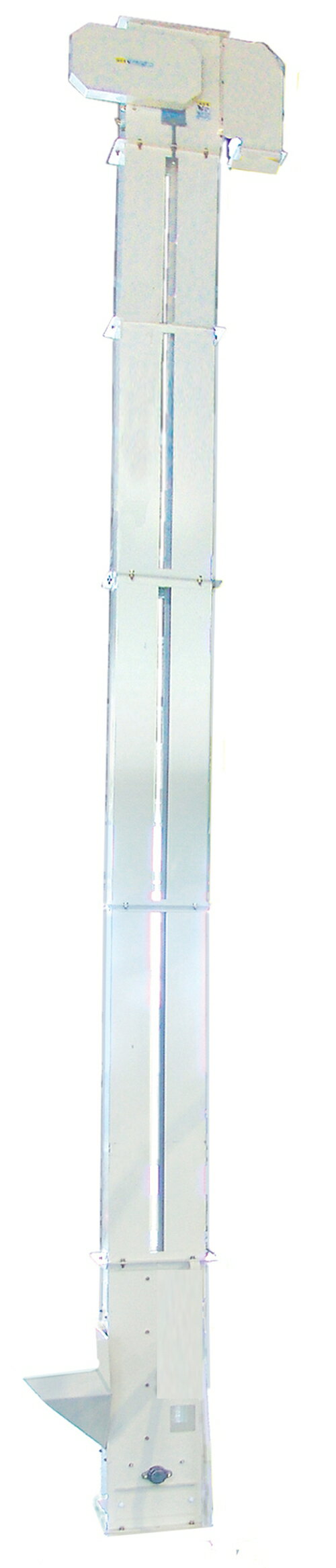 この商品のポイント 4インチ昇降機 搬送能力（玄米、白米）： 3t/時 モータ 三相200V400W 玄米と白米の搬送用にご利用いただけます。 お困り事はノウキナビまでお問い合わせください 使用条件により搬送量は変動します。正面ジョーゴは標準品として付属します。側面ジョーゴはオプションであり左右に取り付け可能です。側面ジョーゴを使用すると約50％搬送量が減少します。 ベルトは一本物です。最高能力4.5t/h（但し、全高5m以下で下記部品に交換必要）モータープーリー：A-5インチ（53A555A）従動プーリー：A-3.5インチ（48C107A）VベルトA-32（＄E84） ※交換部品は別途購入願います。注）本機をピットに埋めた状態で設置しさらに大型ホッパーで玄米を投入して使う事は出来ません こんな人におすすめ 白米、玄米の搬送を行う方 利用季節 通年オススメの利用場所 ライスセンターや精米所 取付可能製品一覧 標準型フレコンバッグスケールFBH、タイプ大型フレコンバッグスケールSFBタイプ、籾ストッカーFS1-FS2シリーズ 諸元表 メーカー名イリノ 型式SLB-856D 全長5604mm ベルト長さ 11000mm 出口高さ 5077mm