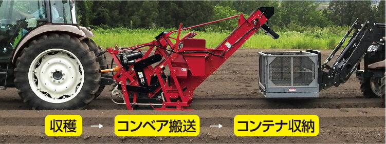 コンベア付きニンニクハーベスタ ササキ HN405GC4 受注生産 大蒜 収穫 拾い上げ 運搬 品質維持 4条同時抜取 土落し 茎葉切断 ドロッパ