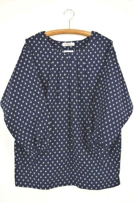 【日本製】久留米ドビー織前ファスナー十字白チュニック NO758-1-3