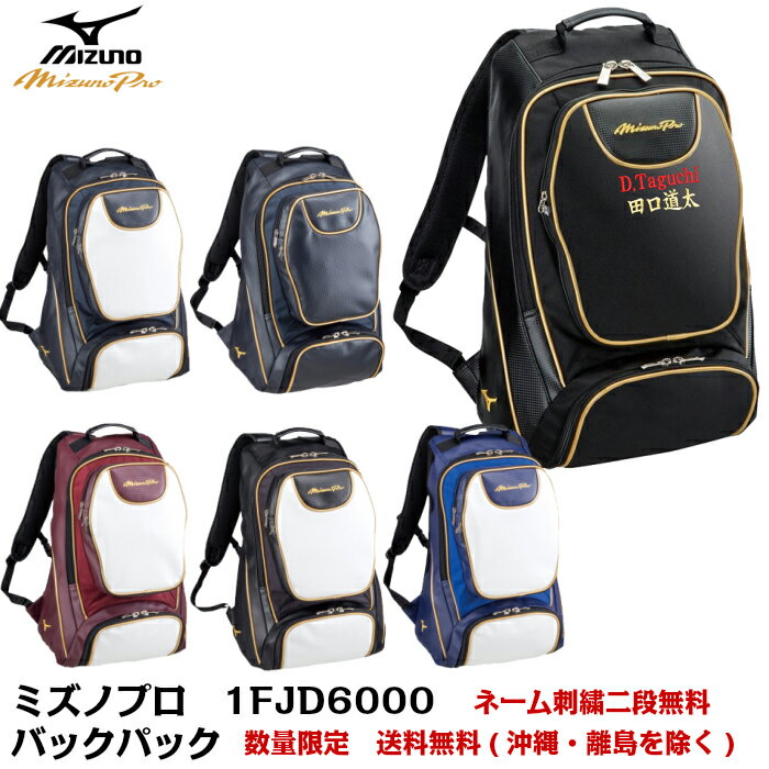 【送料無料なのに2段ネーム刺繍無料！】 【mizuno pro】 バックパック 　ミズノプロ 　BACKPACK　1FJD6000 【野球】【リュック】【刺繍加工が必要な場合は代引き不可】【バックパック特集】